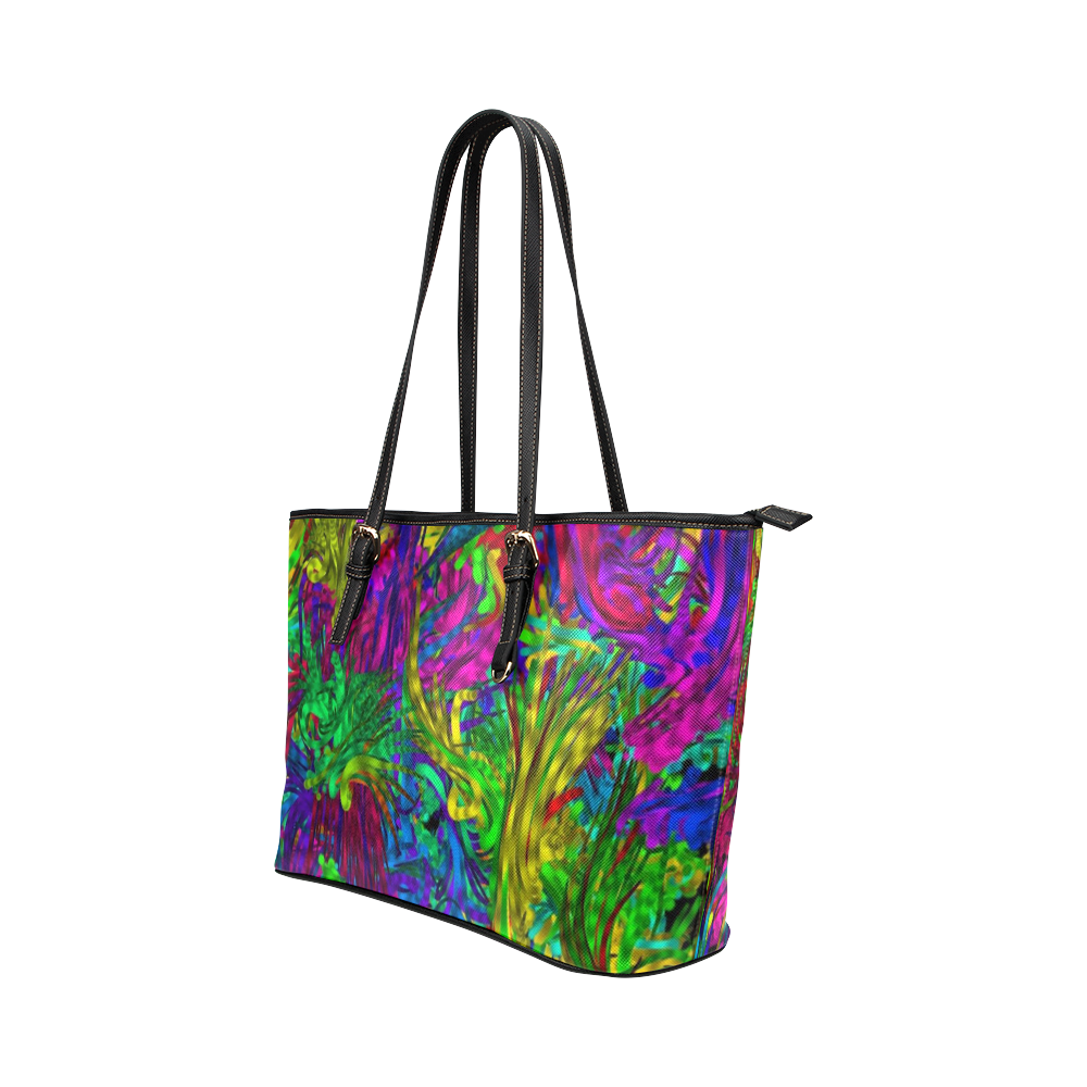 hot liquid abstract plastic A Leather Tote Bag/Large (Model 1651)