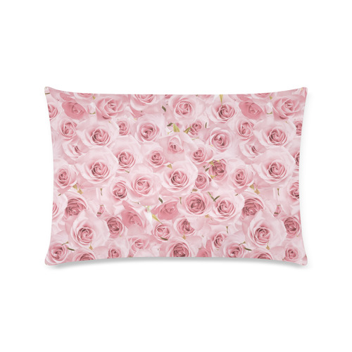 Rose roses floral flowers- Pink pattern Custom Rectangle Pillow Case 16"x24" (one side)