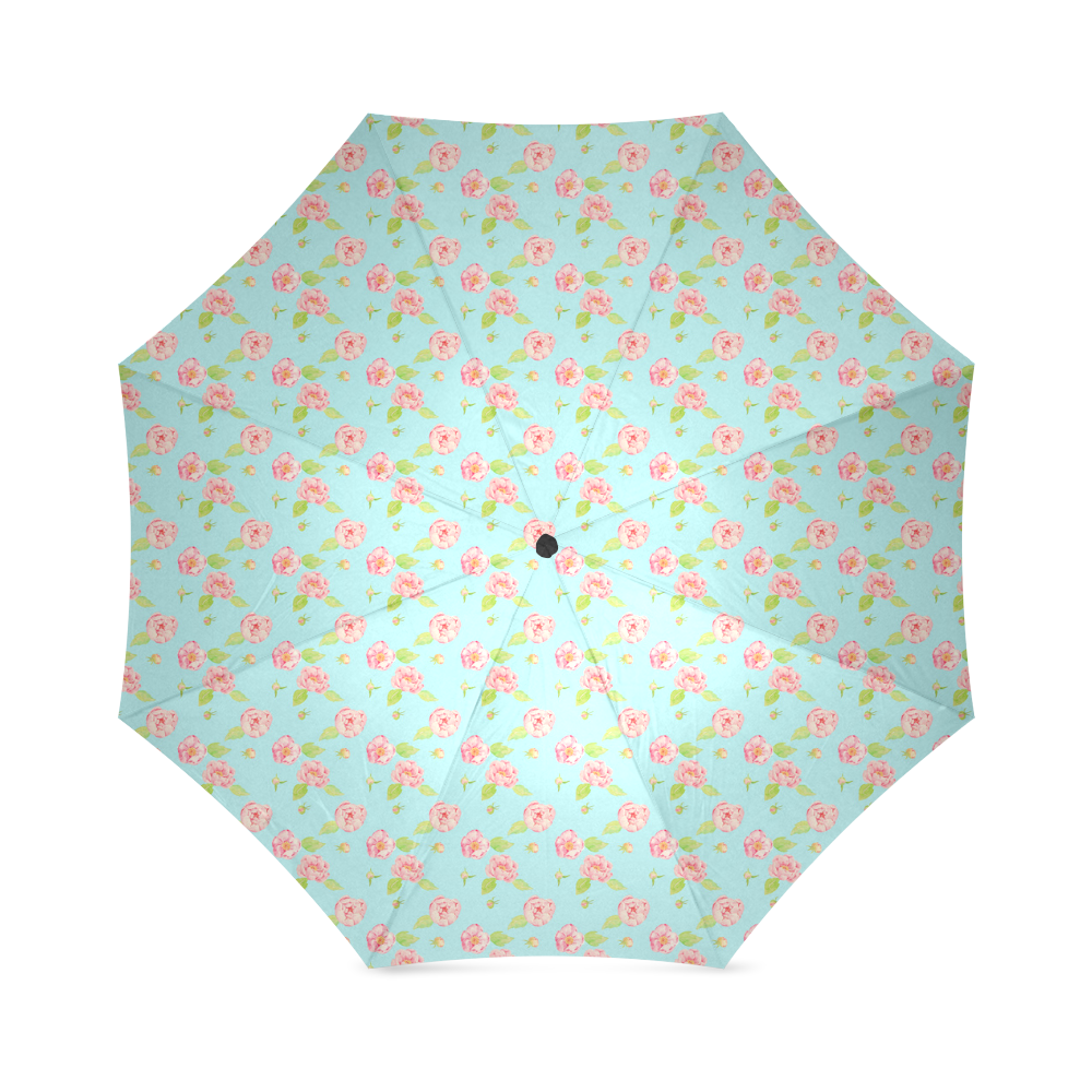 Rose flower floral - Cute watercolor pattern Foldable Umbrella (Model U01)