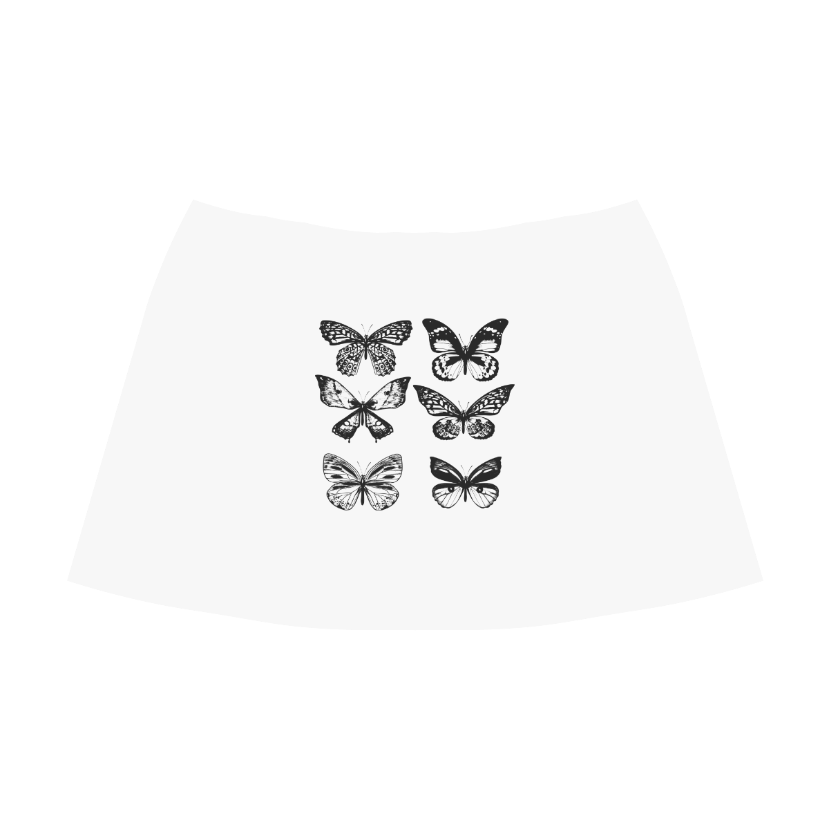 Long Skirts DESIGNERS EDITION : Black and White artistic series with Butterflies. 2016 BLACK WHITE E Mnemosyne Women's Crepe Skirt (Model D16)