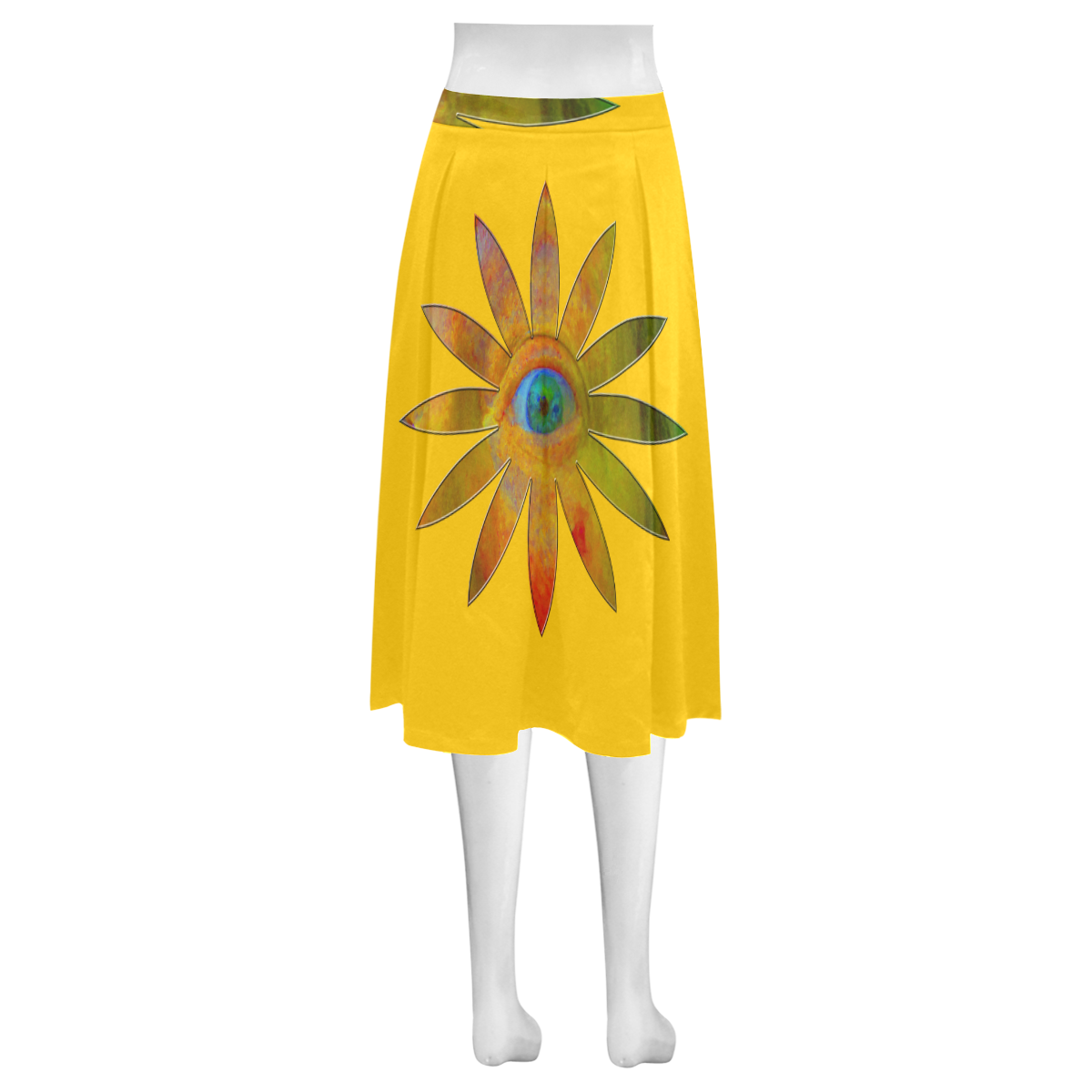 Yellowish Eyeflower Mnemosyne Women's Crepe Skirt (Model D16)