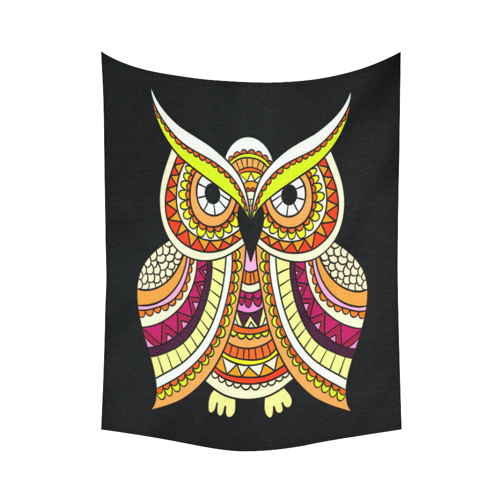 Yellow Green Beautiful Ethnic Owl Nature Cotton Linen Wall Tapestry 60"x 80"