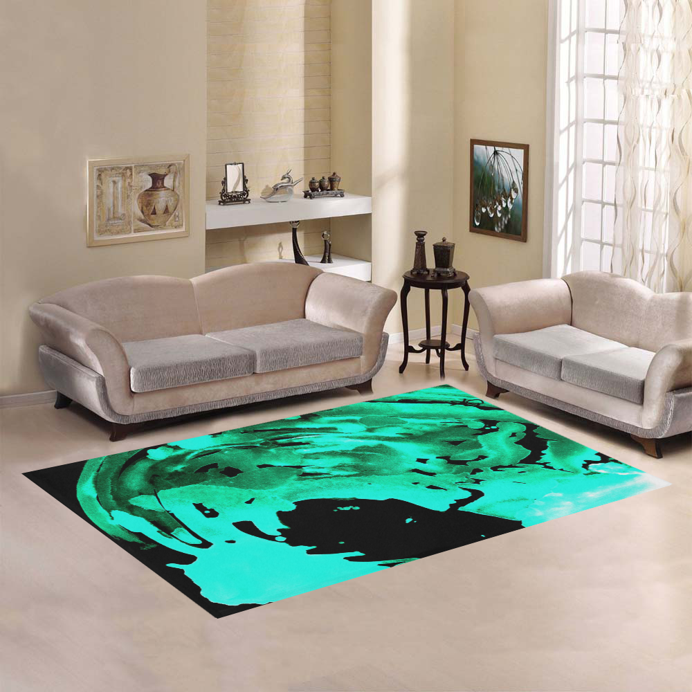 save the water watercolor revised aqua cool Area Rug7'x5'
