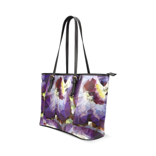 Purple Abstract Geometric Dream Leather Tote Bag/Small (Model 1640)