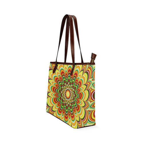 Colorful flower striped mandala Shoulder Tote Bag (Model 1646)