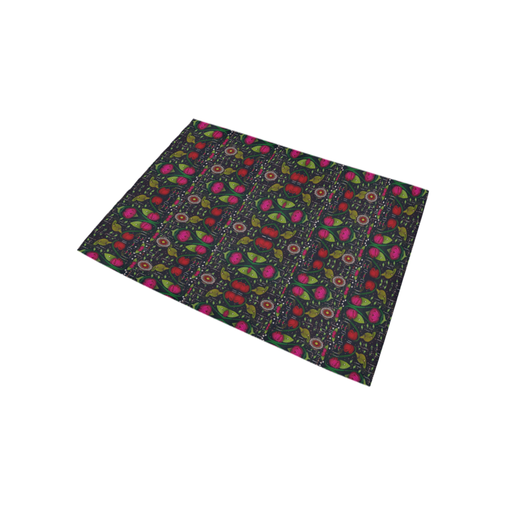 Roses and green leaf Area Rug 5'3''x4'