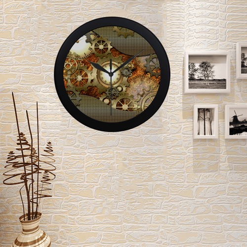 Steampunk in gold Circular Plastic Wall clock