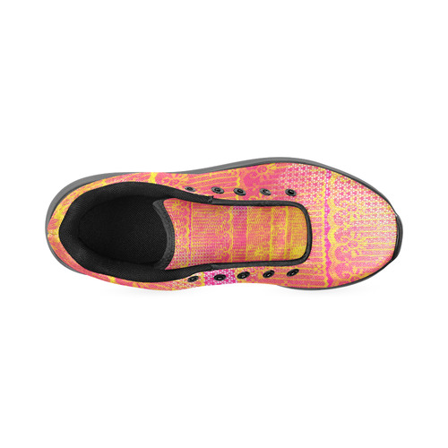 Yellow and Magenta Lace Texture Women’s Running Shoes (Model 020)