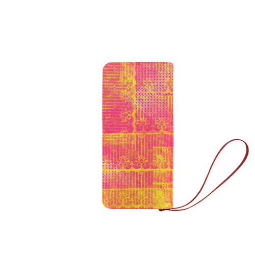 Yellow and Magenta Lace Texture Women's Clutch Wallet (Model 1637)