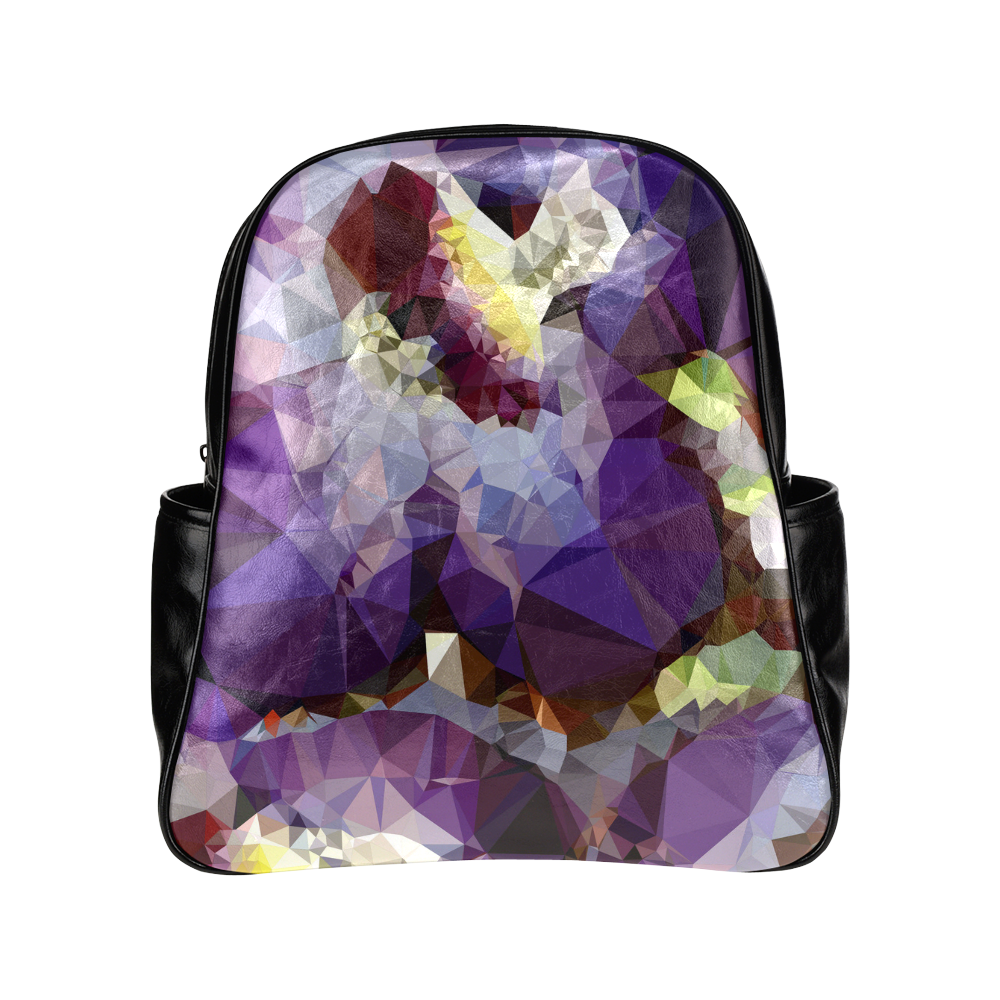 Purple Abstract Geometric Dream Multi-Pockets Backpack (Model 1636)