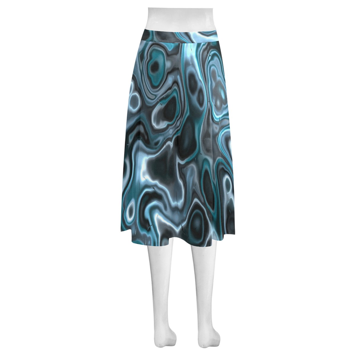 molten blue Mnemosyne Women's Crepe Skirt (Model D16)