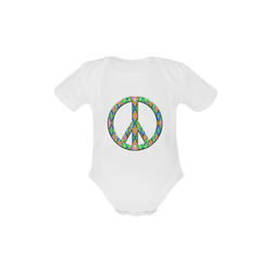 Groovy Psychedelic Peace Sign Baby Powder Organic Short Sleeve One Piece (Model T28)