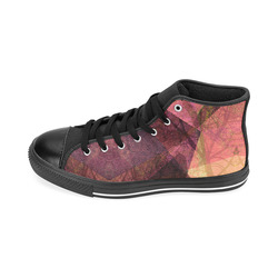 Pink Maroon PATTERN GARDEN NO5L-Design-16_ Men’s Classic High Top Canvas Shoes /Large Size (Model 017)