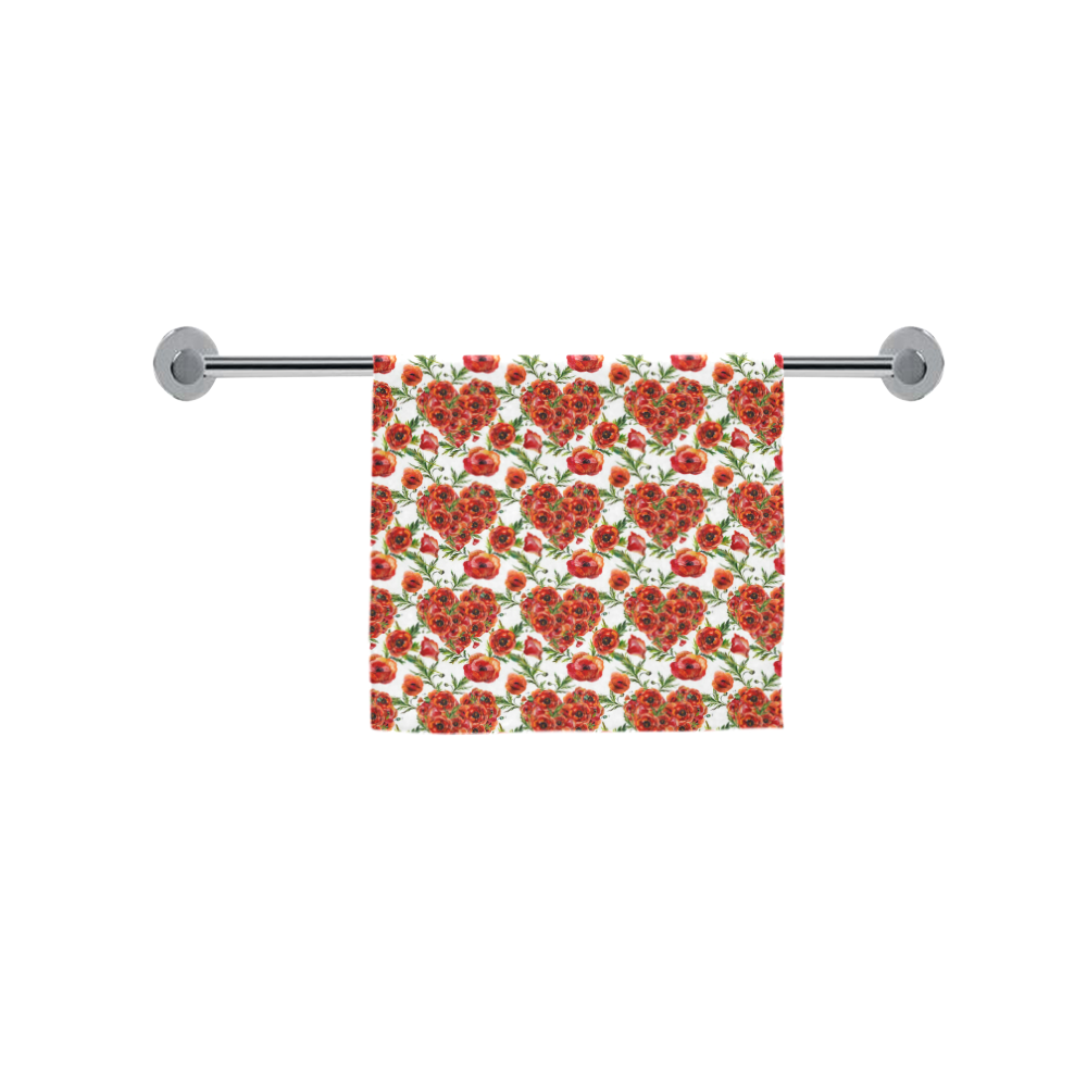 Poppies Poppy flowers floral hearts pattern Custom Towel 16"x28"