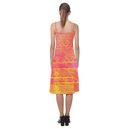 Yellow and Magenta Lace Texture Alcestis Slip Dress (Model D05)