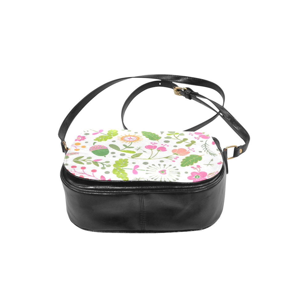 Cute Heart Flowers Floral Pattern Classic Saddle Bag/Small (Model 1648)
