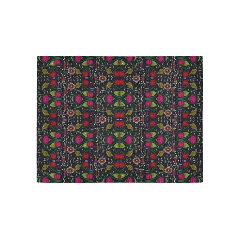 Roses and green leaf Area Rug 5'3''x4'