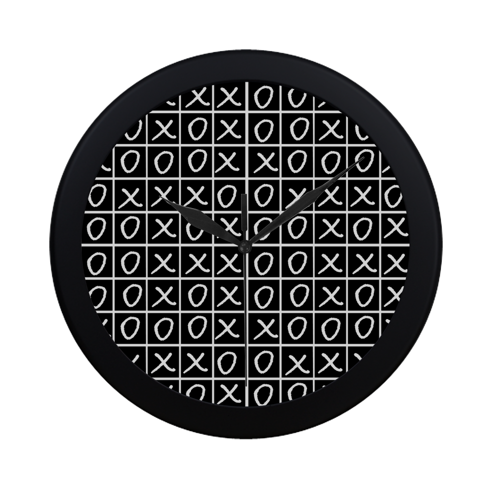 OXO Game - Noughts and Crosses Circular Plastic Wall clock