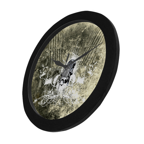 Music, microphone on vintage background Circular Plastic Wall clock