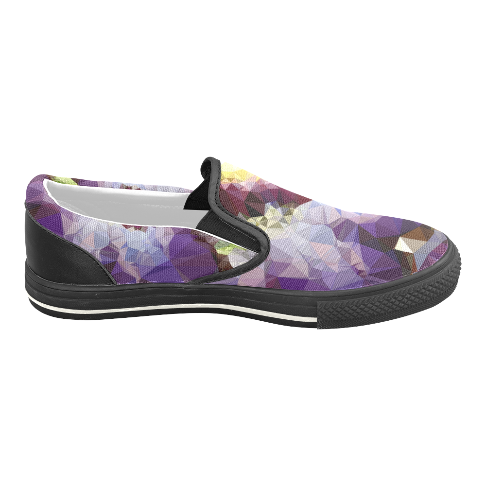 Purple Abstract Geometric Dream Men's Slip-on Canvas Shoes (Model 019)