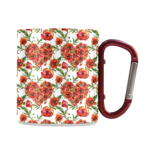 Poppies Poppy flowers floral hearts pattern Classic Insulated Mug(10.3OZ)