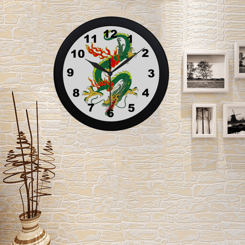 Chinese Dragon Fantasy Green Circular Plastic Wall clock