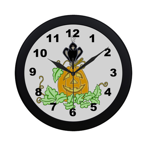 Halloween Crow And Pumpkin Circular Plastic Wall clock