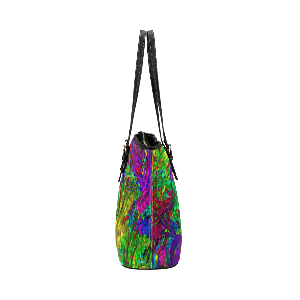 hot liquid abstract plastic A Leather Tote Bag/Large (Model 1651)