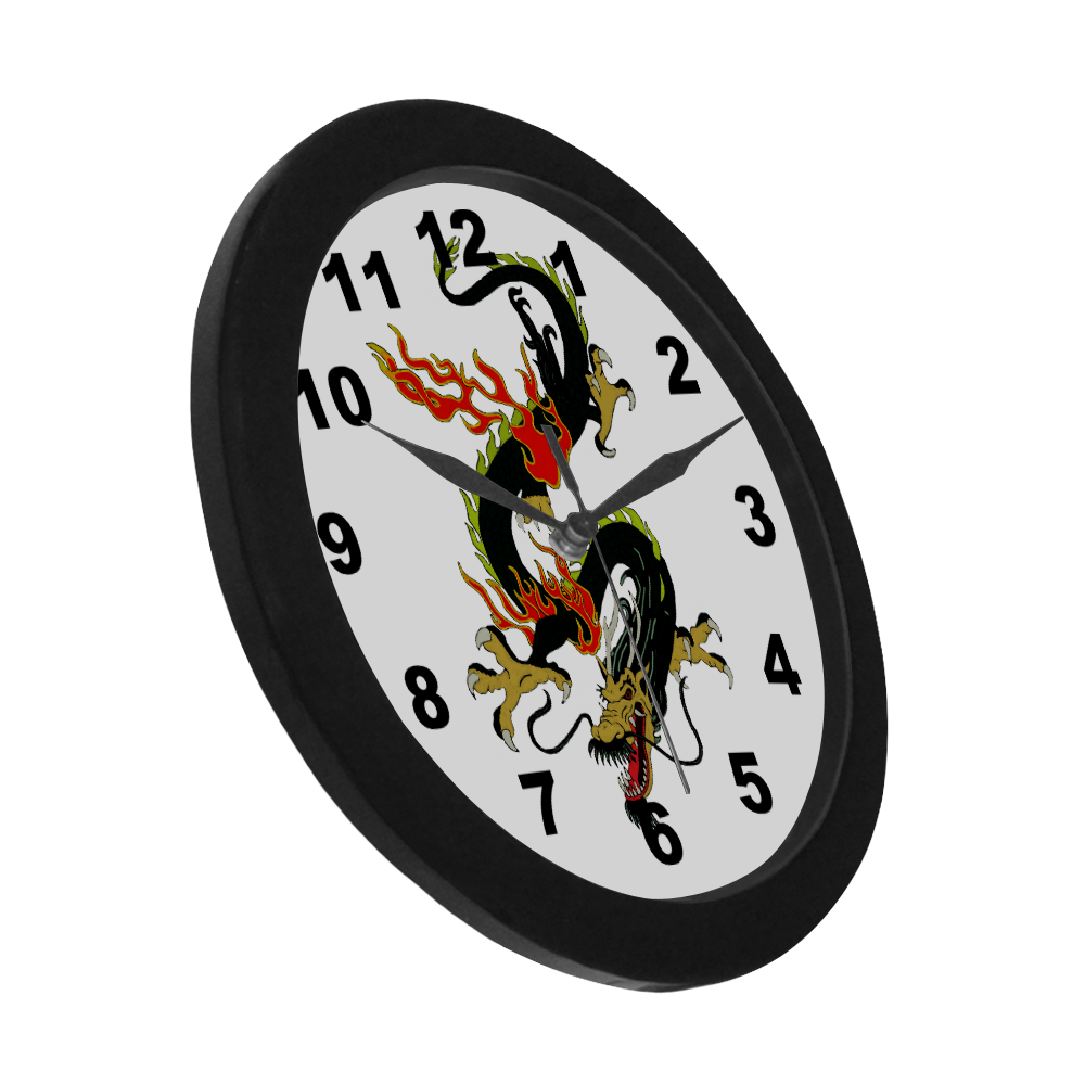 Chinese Dragon Fantasy Black Circular Plastic Wall clock