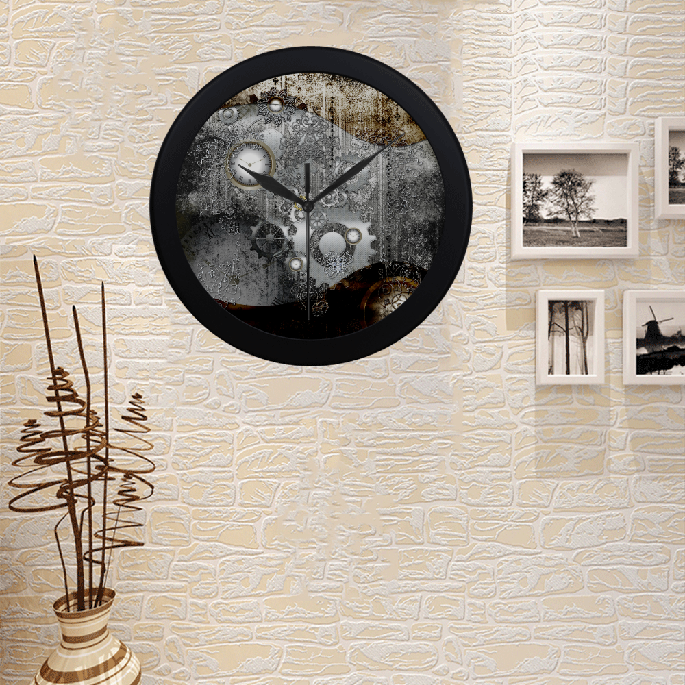 Steampunk in vintage design Circular Plastic Wall clock