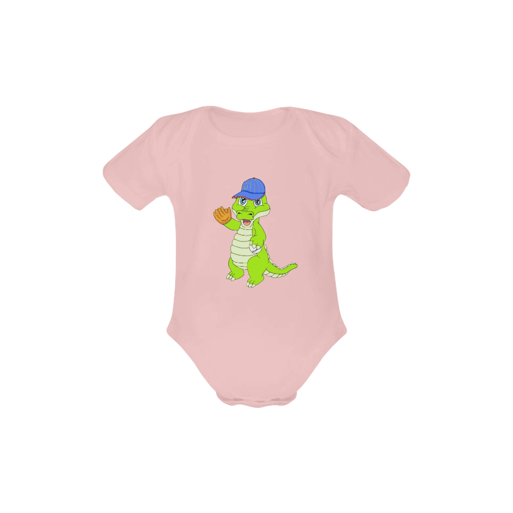 Baseball Gator Pink Baby Powder Organic Short Sleeve One Piece (Model T28)