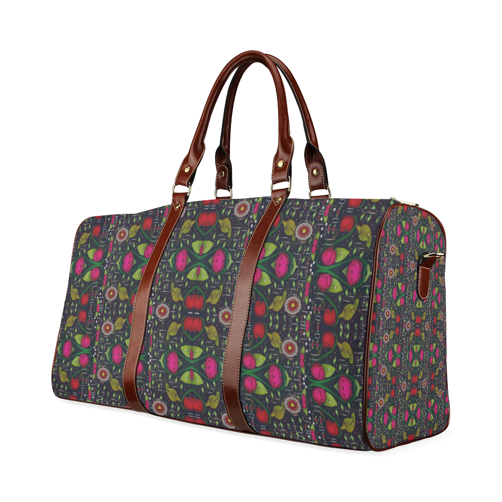 Roses and green leaf Waterproof Travel Bag/Large (Model 1639)