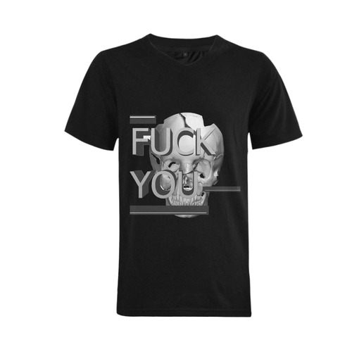Fuck You Men's V-Neck T-shirt  Big Size(USA Size) (Model T10)
