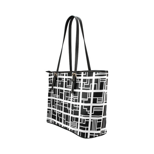 Lines and Squares Leather Tote Bag/Small (Model 1651)