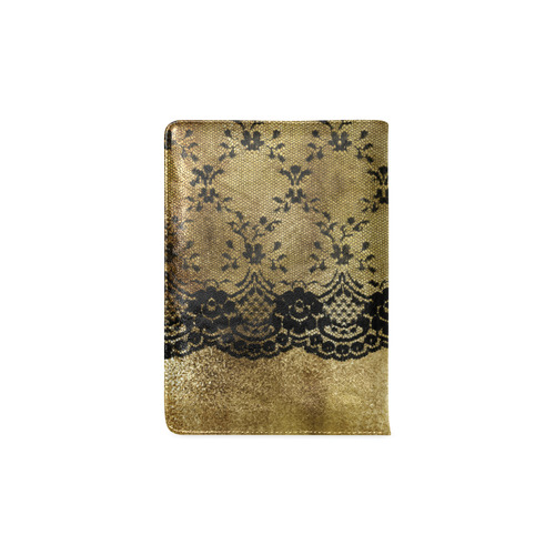 black floral lace on gold backround Custom NoteBook A5
