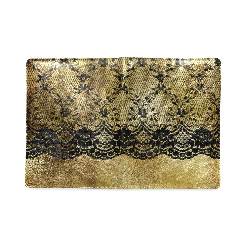 black floral lace on gold backround Custom NoteBook B5