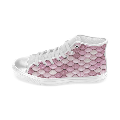 Pink sparkle glitter mermaid pattern Women's Classic High Top Canvas Shoes (Model 017)