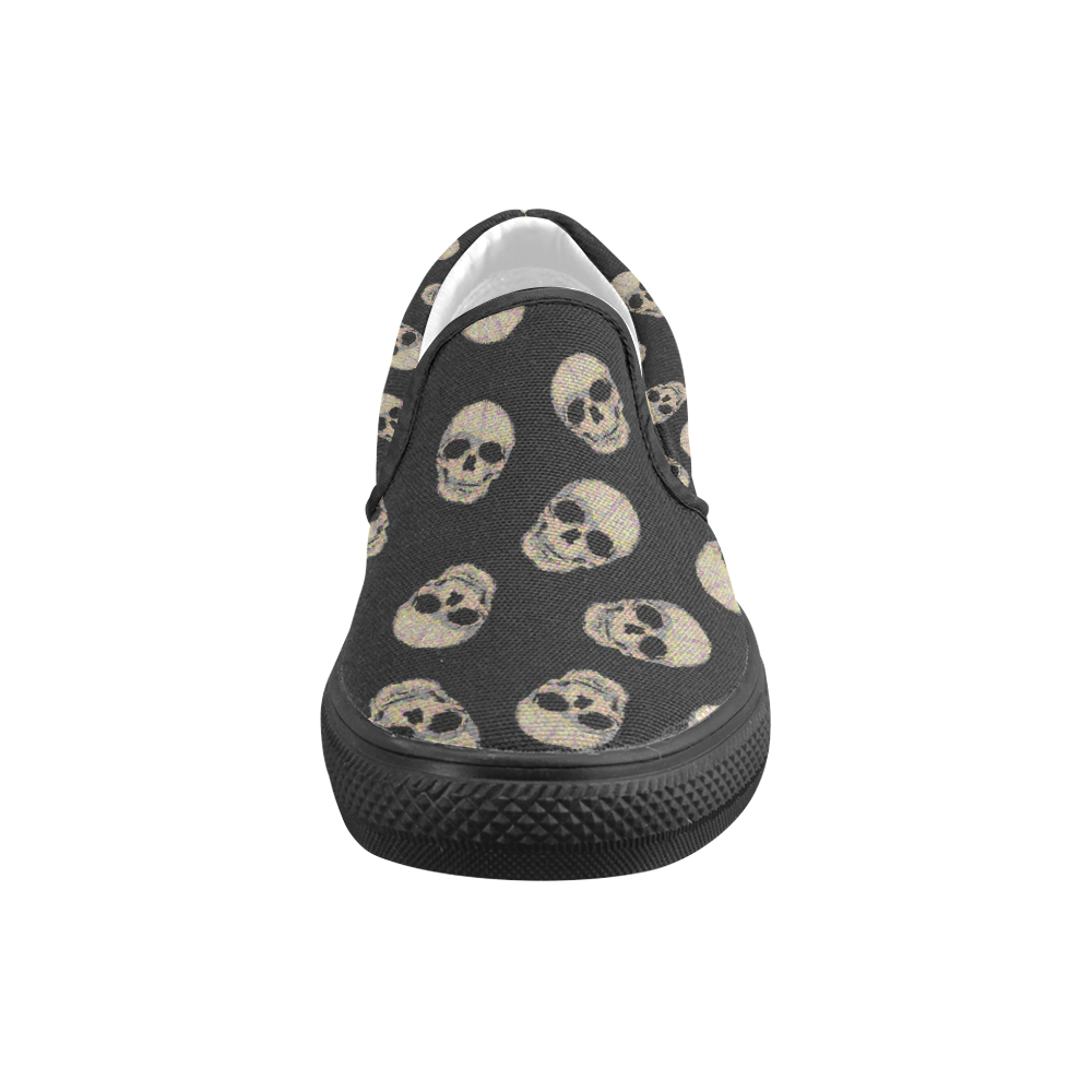 The Living Skull Men's Slip-on Canvas Shoes (Model 019)