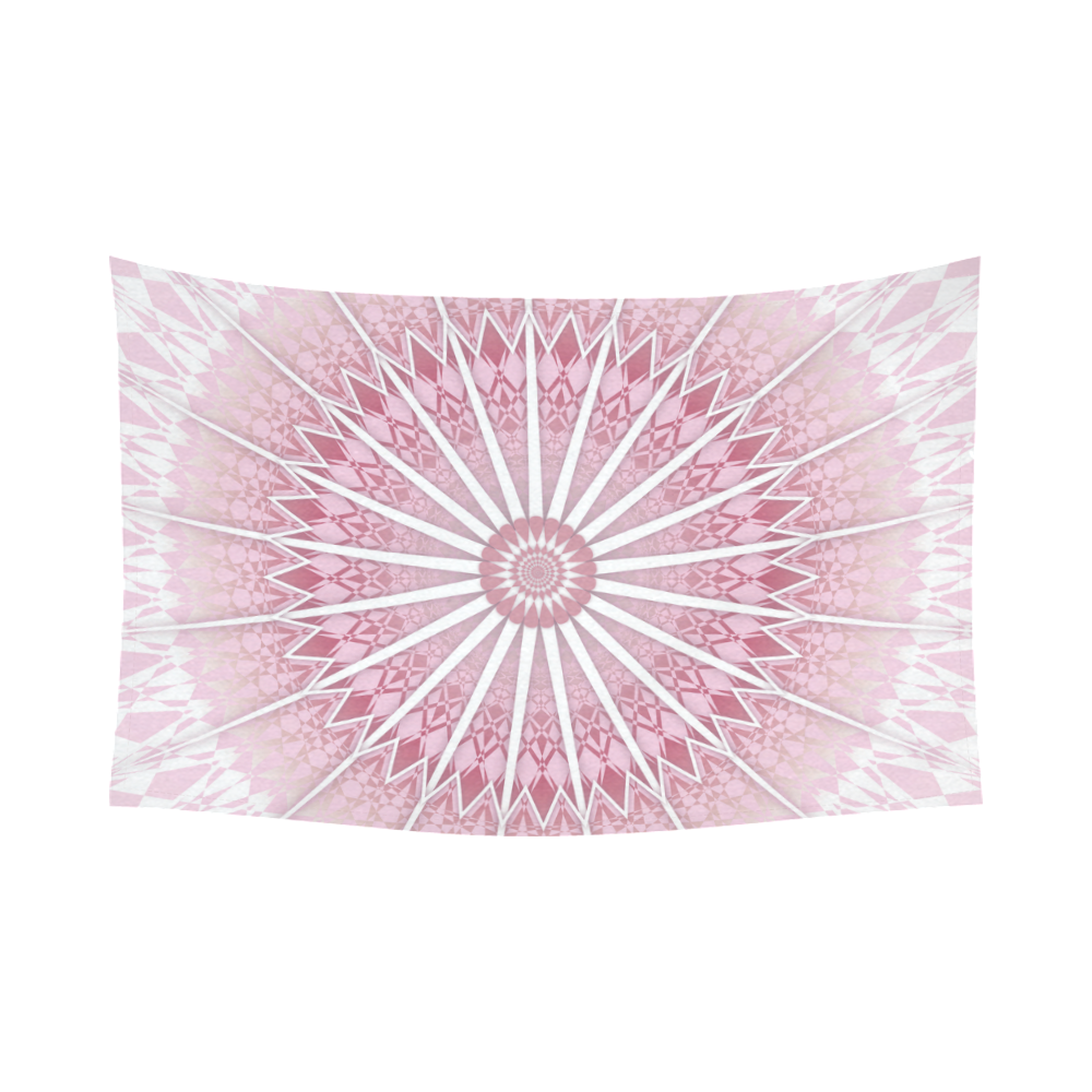 Dusky Pink Mandala Boho Medallion Cotton Linen Wall Tapestry 90"x 60"