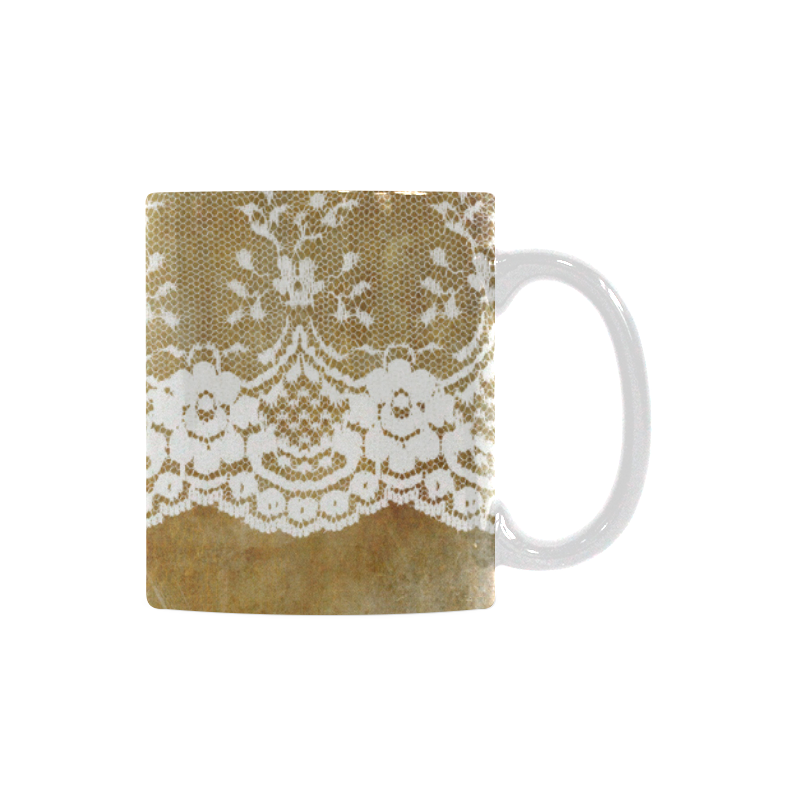 Elegant luxury white floral lace on grunge White Mug(11OZ)