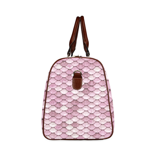 Pink sparkle glitter mermaid pattern Waterproof Travel Bag/Large (Model 1639)