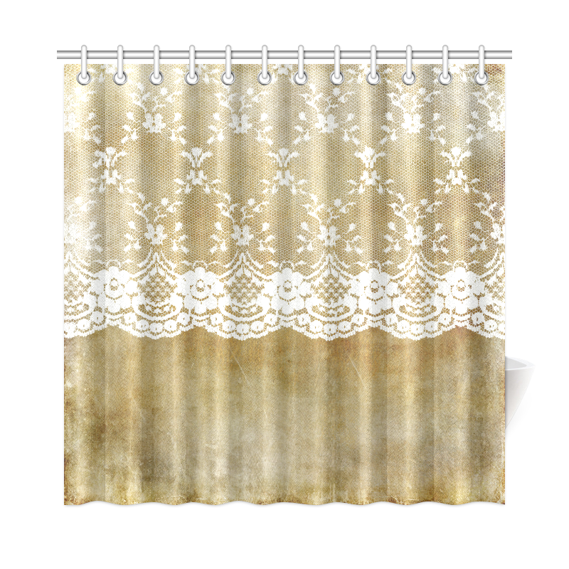 Elegant luxury white floral lace Shower Curtain 72"x72"