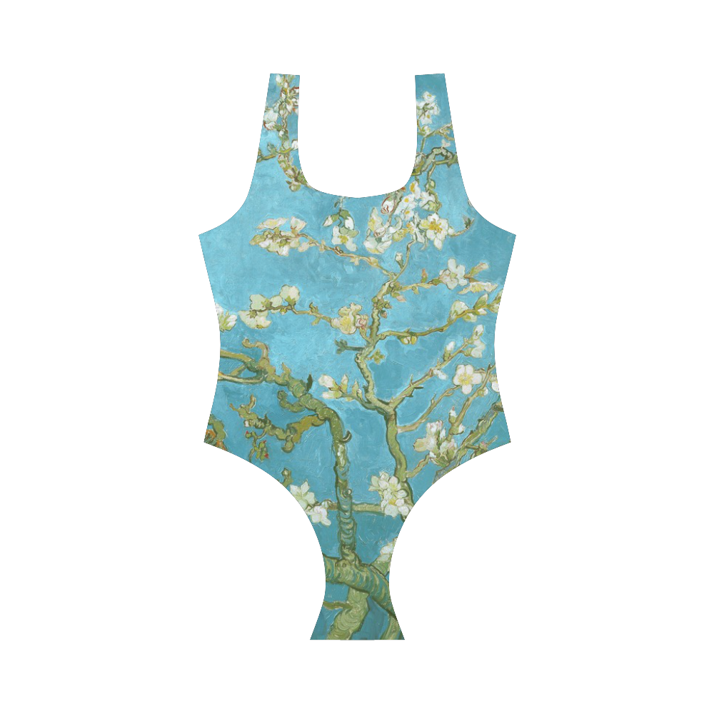 Vincent Van Gogh Blossoming Almond Tree Vest One Piece Swimsuit (Model S04)