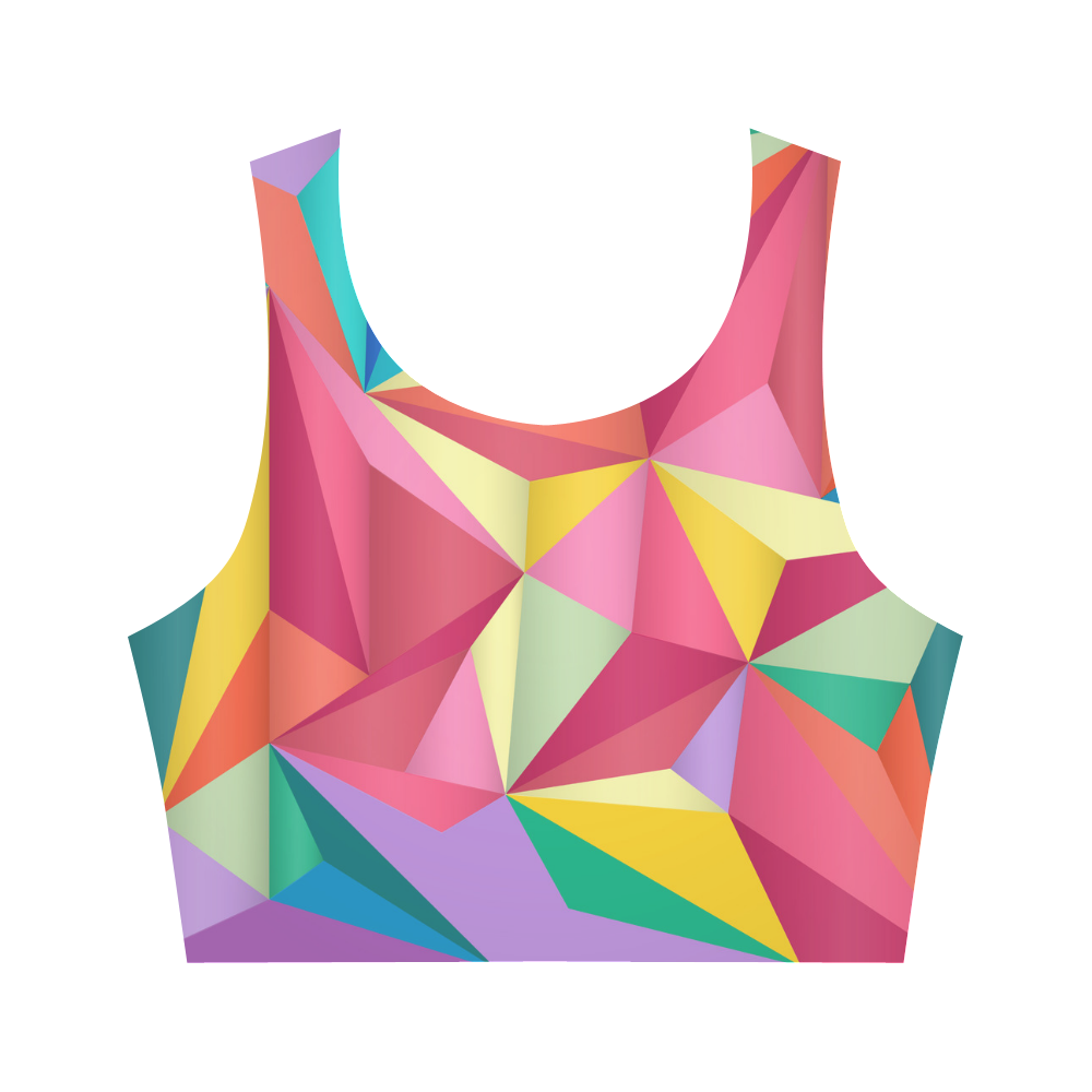 Colorful Triangles Abstract Geometric Women's Crop Top (Model T42)