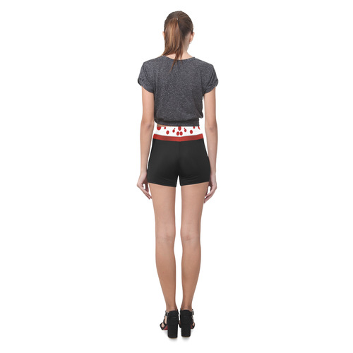 Polka Dots with Red Sash on Black Briseis Skinny Shorts (Model L04)