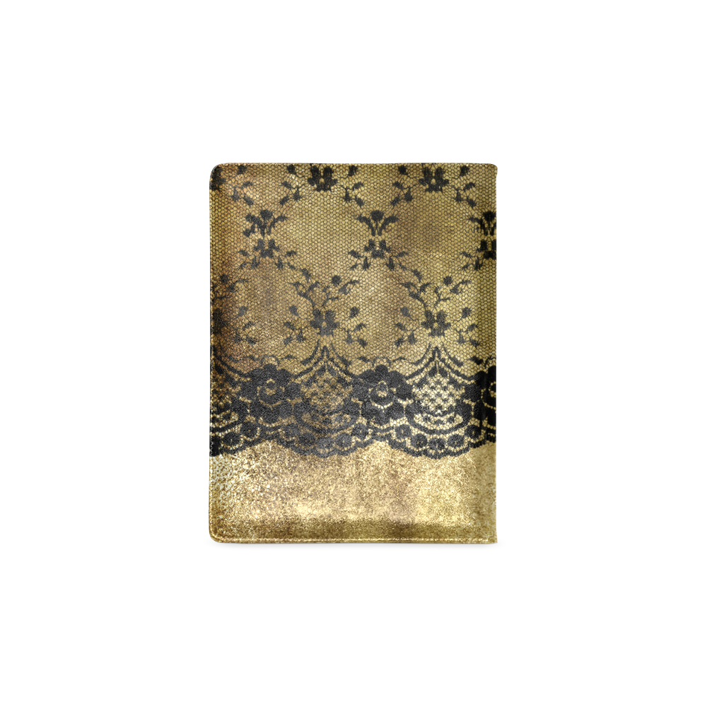 black floral lace on gold backround Custom NoteBook B5