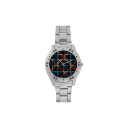 Plaid I Modern Plaid Pattern Men's Stainless Steel Analog Watch(Model 108)