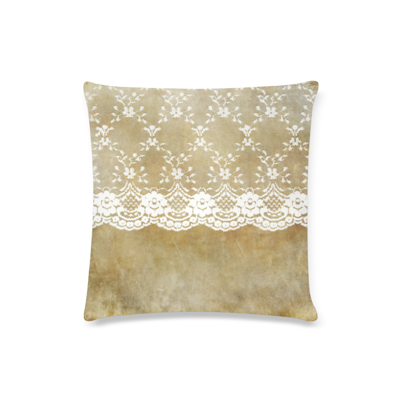 Elegant luxury white floral lace on grunge Custom Zippered Pillow Case 16"x16"(Twin Sides)