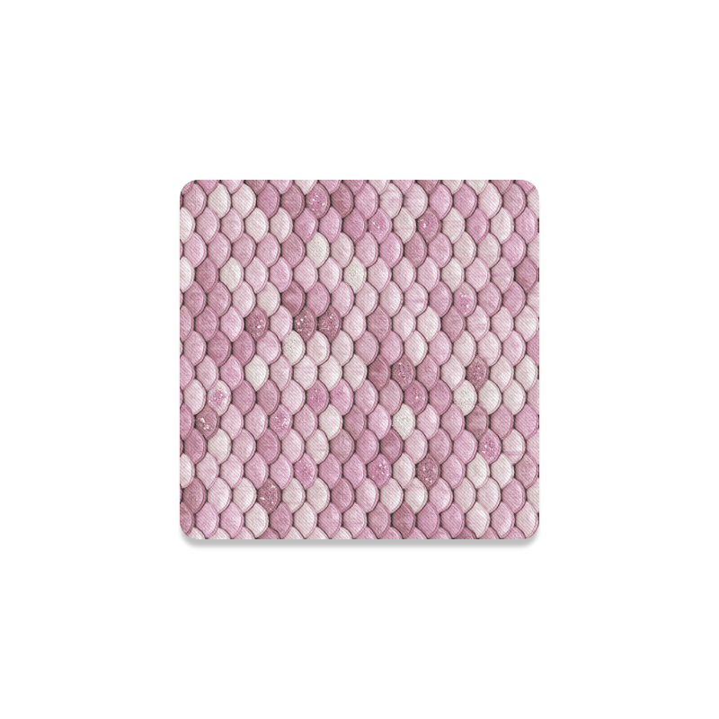 Pink sparkle glitter mermaid pattern Square Coaster