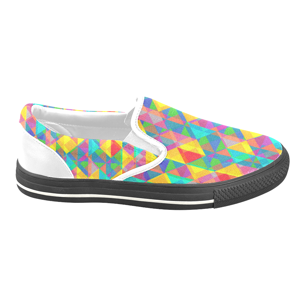 Colorful Abstract Christmas New Year Celebration Women's Unusual Slip-on Canvas Shoes (Model 019)
